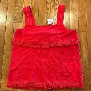 New JCrew Sleeveless Tank Top With Fringe Accent

Size XS Red Orange